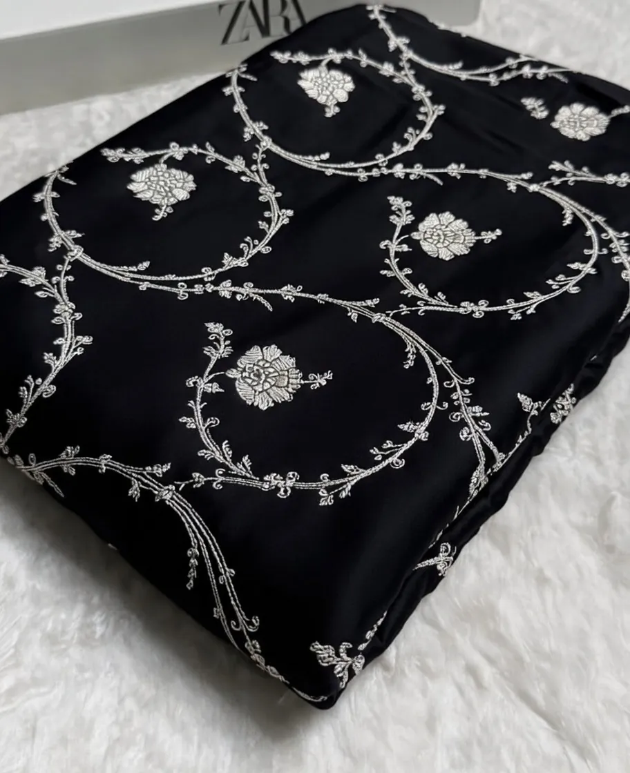 Black banarasi mashru silk jaal saree