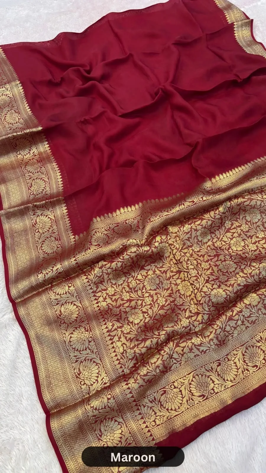 Brown Kanjipuram Bandhani Saree