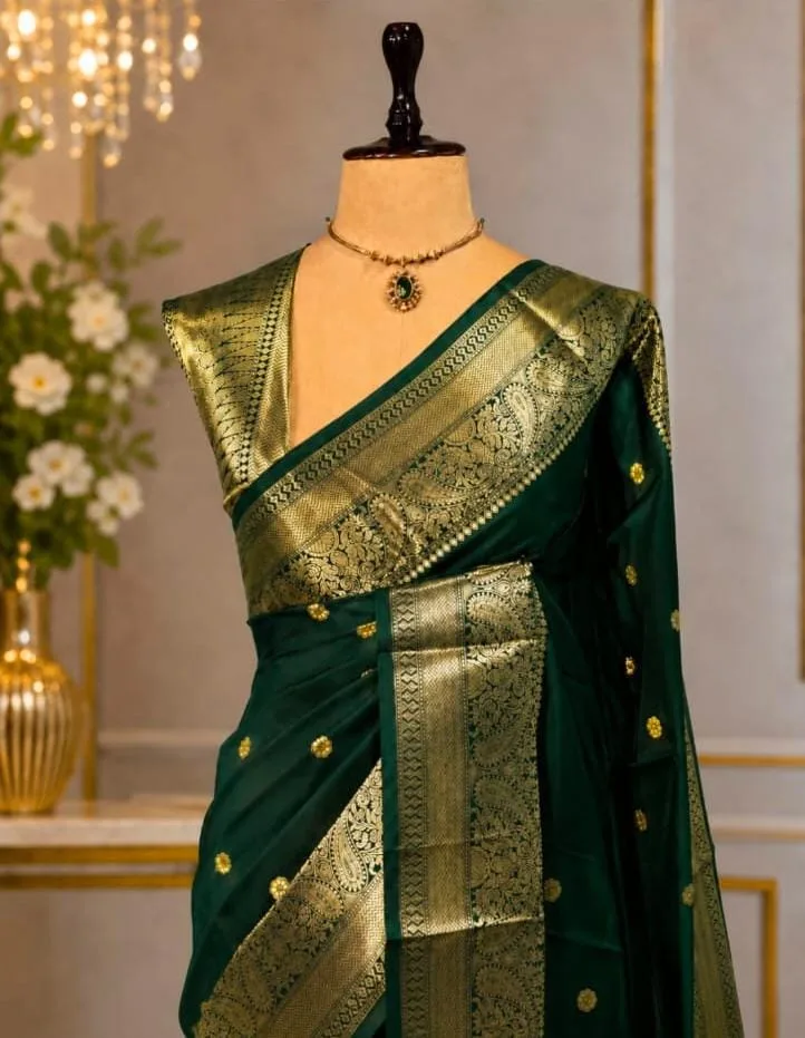 Forest Green Party Wear Banarasi Saree