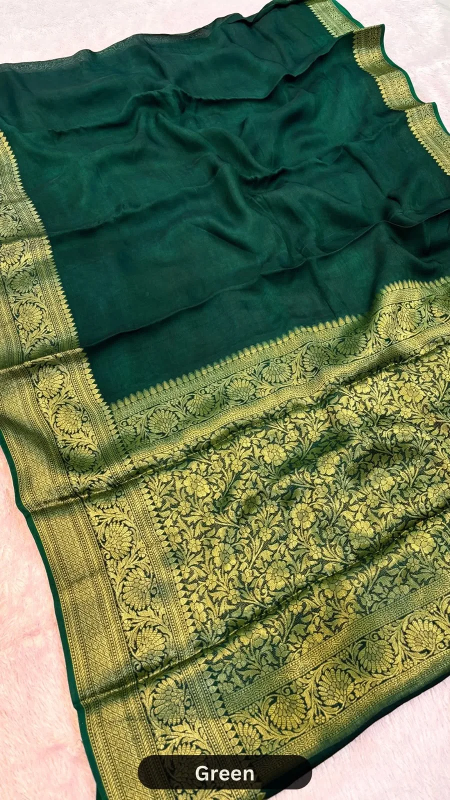 Gold Kanjipuram Bandhani Saree