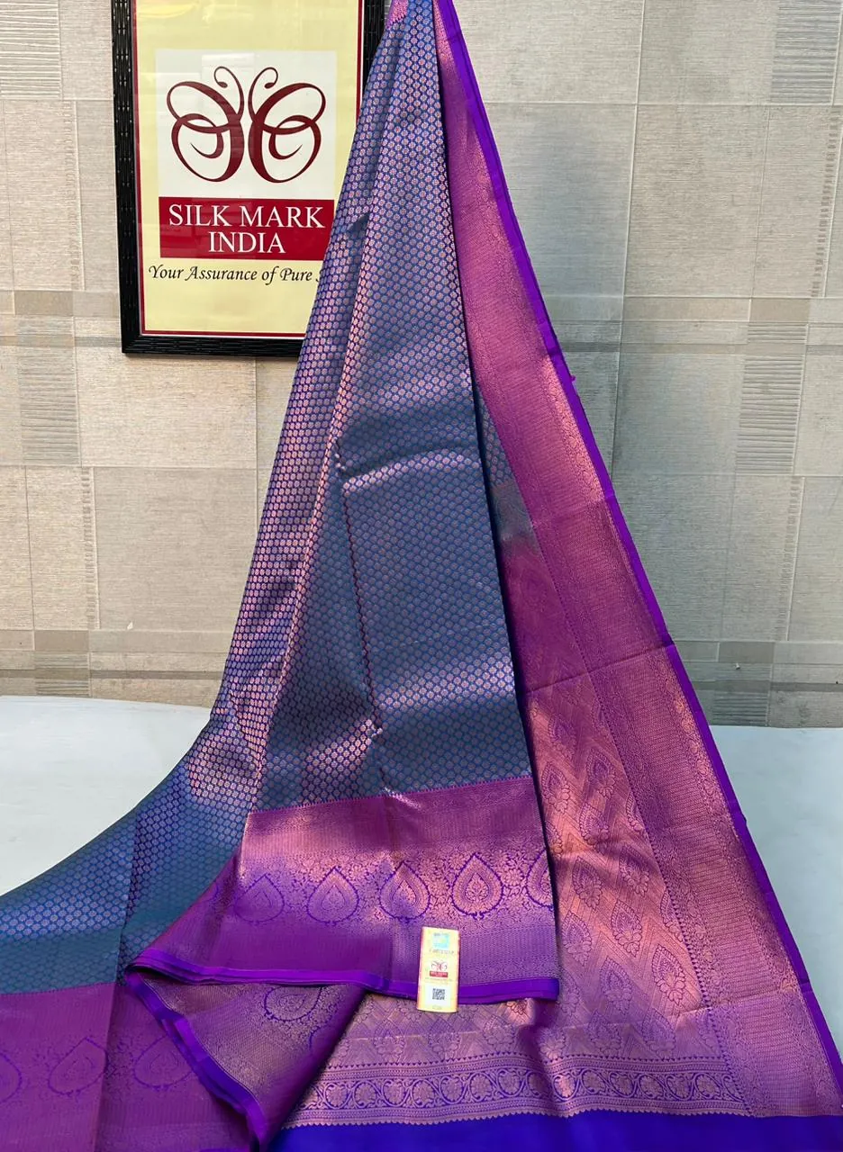 Lavender & Purple kanchipuram pure silk saree