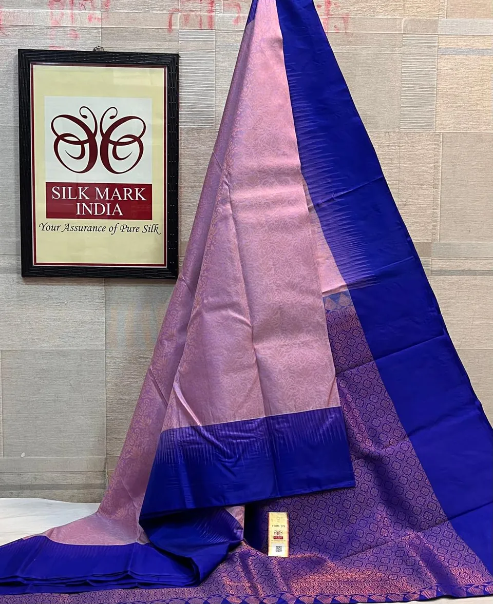 Lavender & Royal Blue kanchipuram pure silk saree