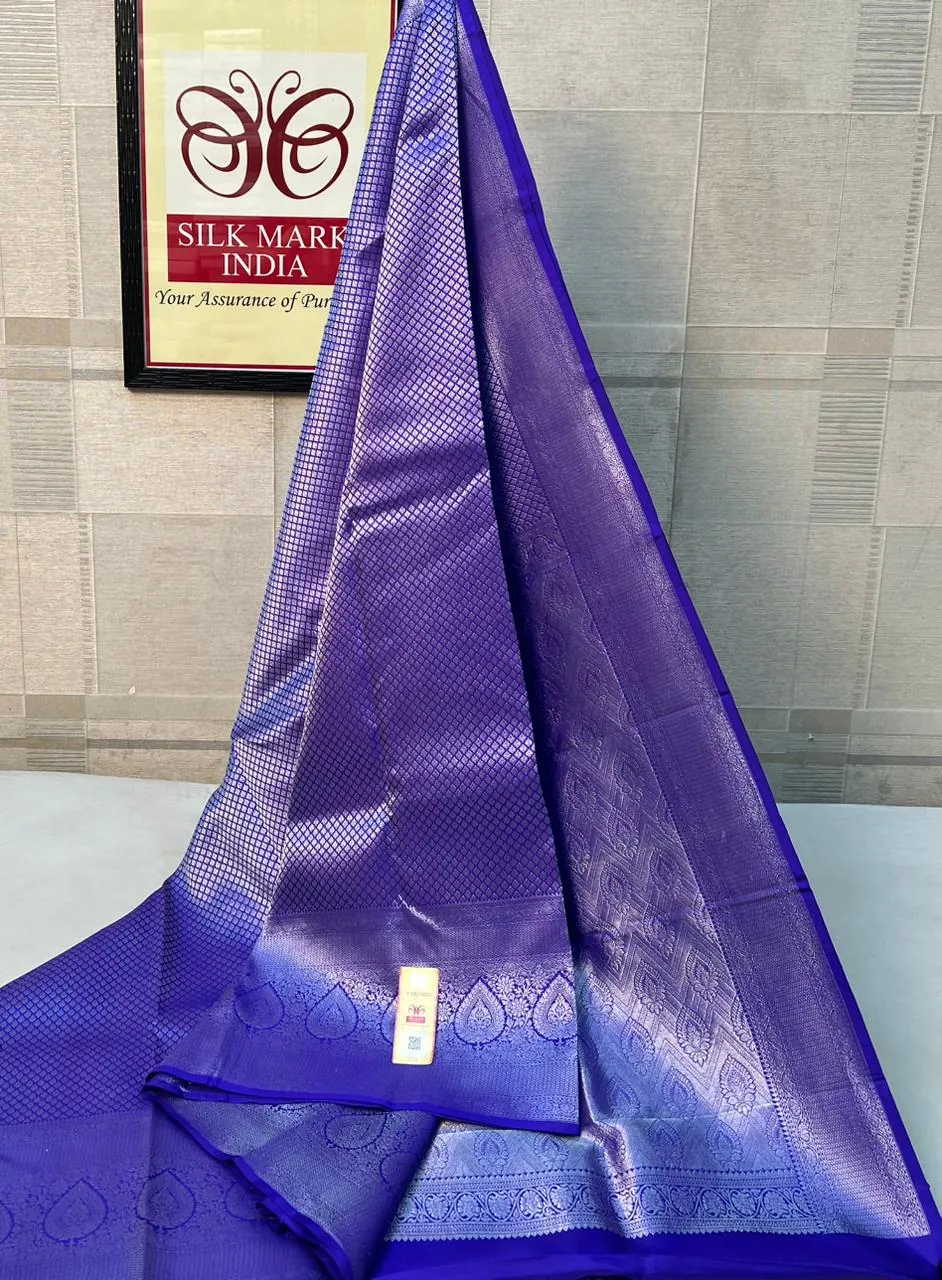 Lavender Blue kanchipuram pure silk saree
