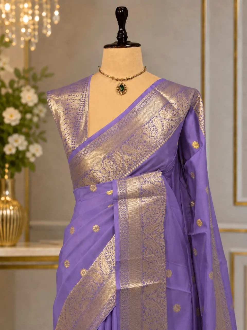 Light Purple Party Wear Banarasi Saree