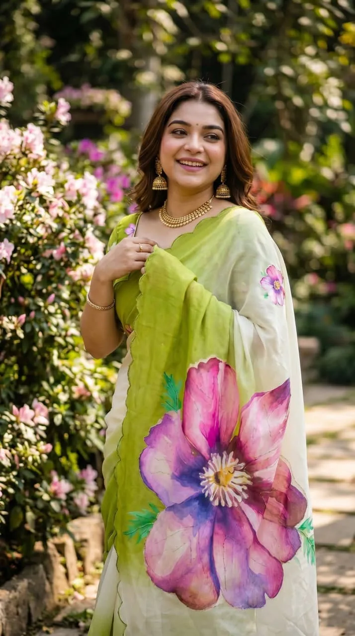 Mehendi Green Soft Pure Georgette Handwork Saree
