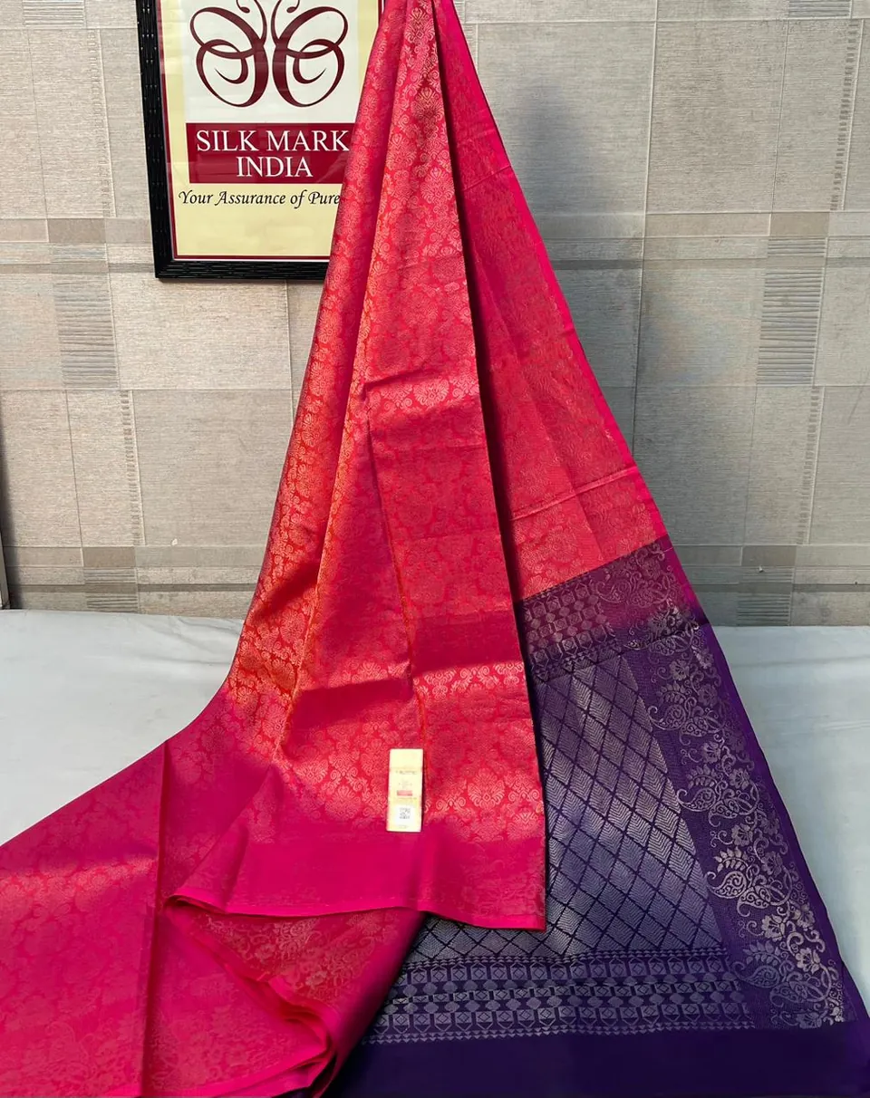 Pink & Purple kanchipuram pure silk saree
