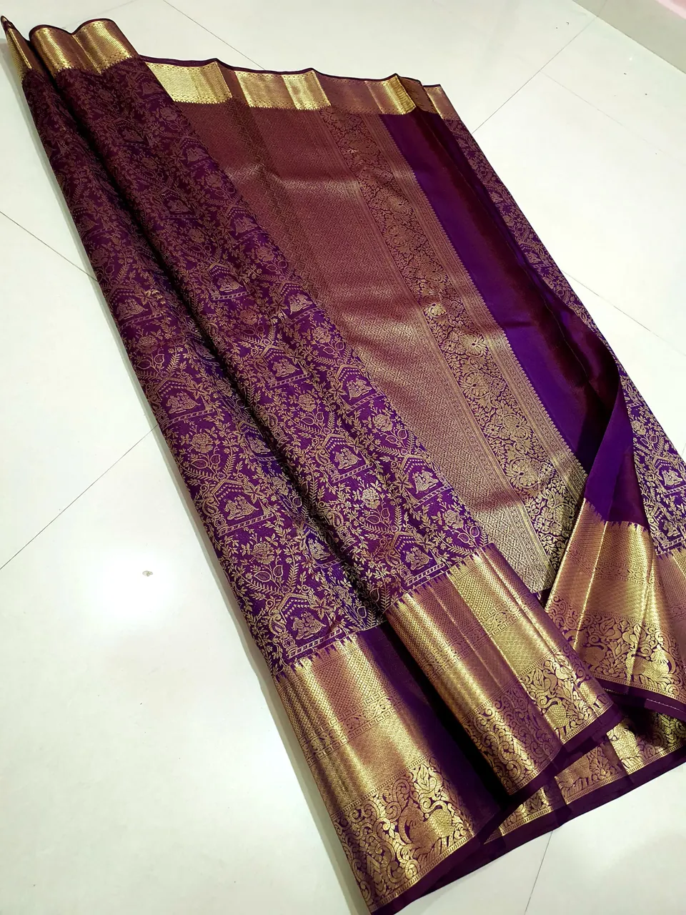 Purple kanchipuram brocade silk saree