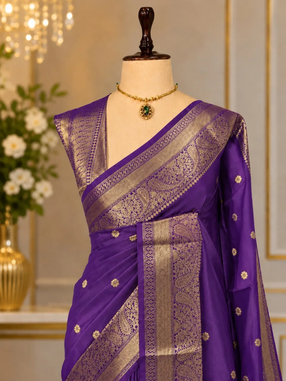 Purple Party Wear Banarasi Saree