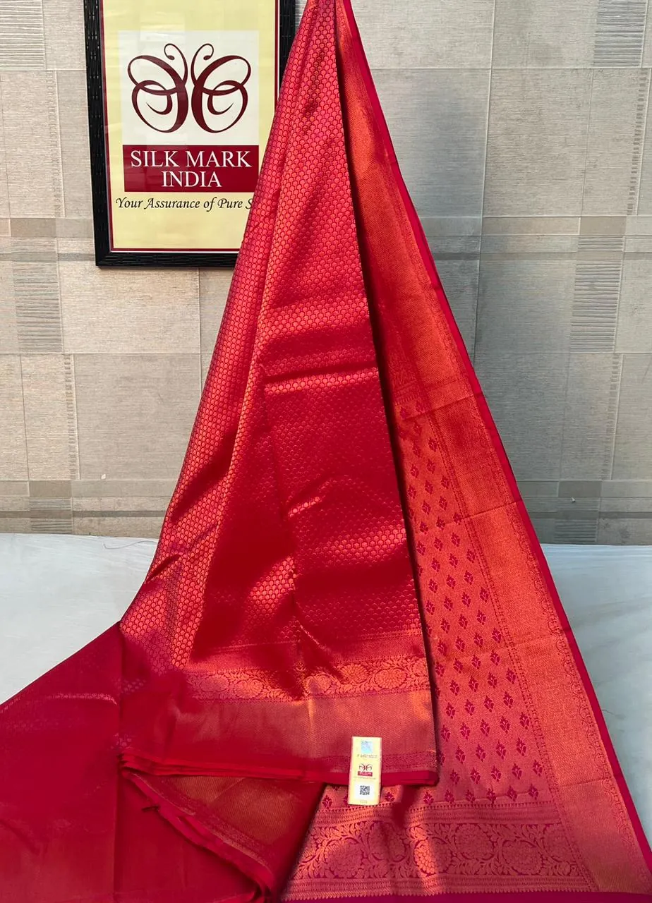 Red & Maroon kanchipuram pure silk saree