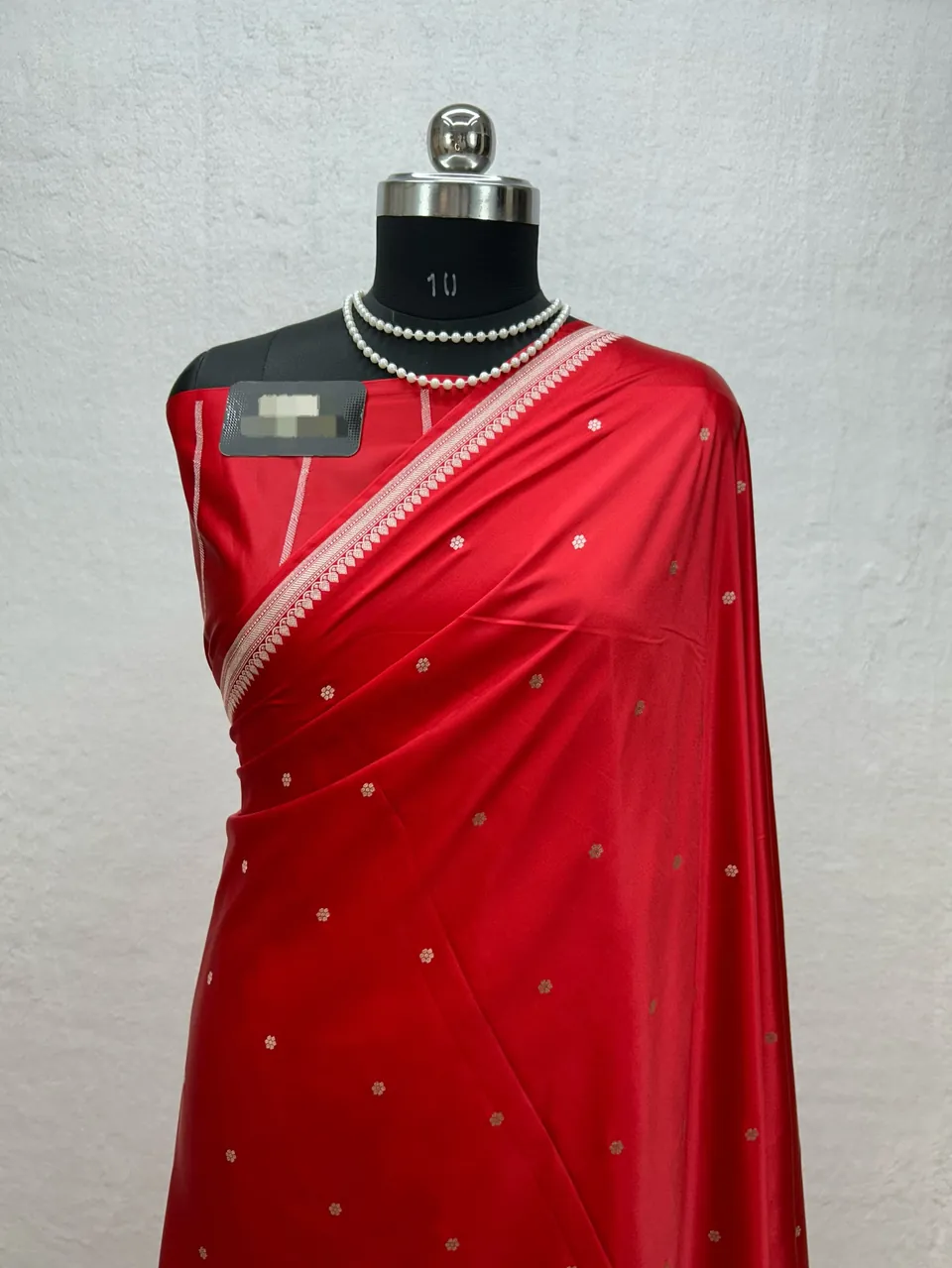 Red banarasi mashru katan silk booti saree